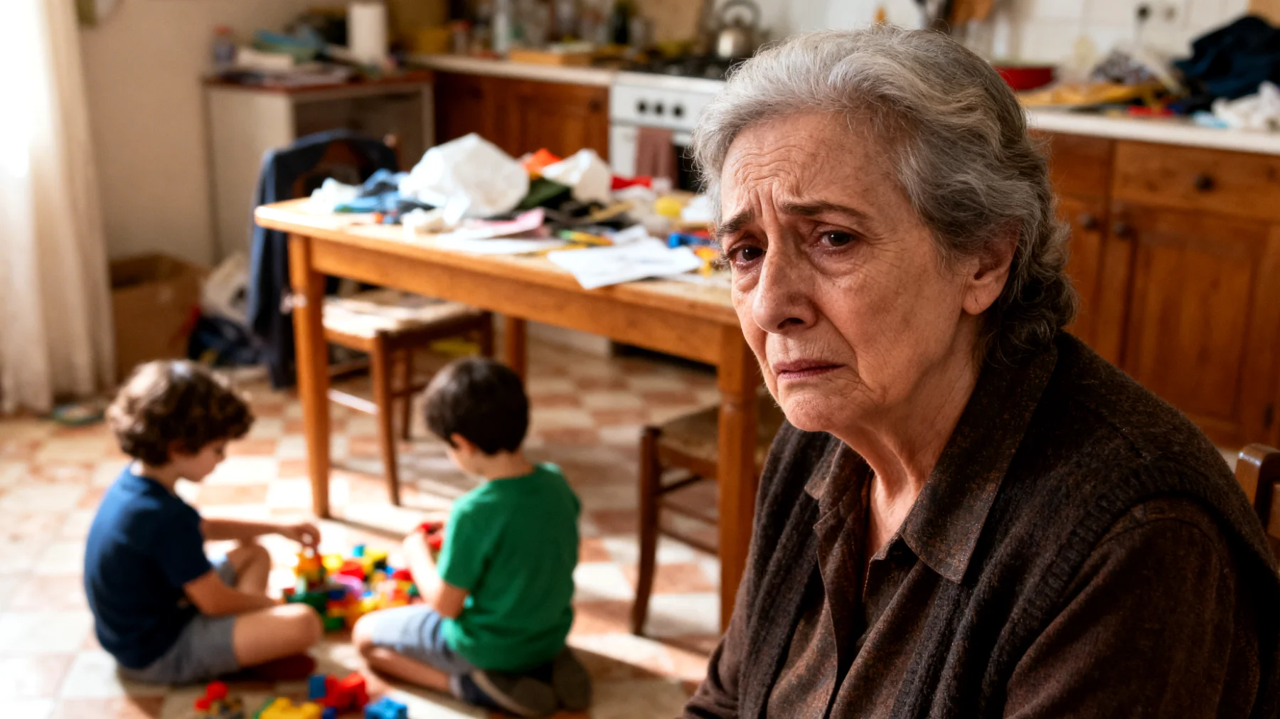 La nonna fatica a coinvolgere i nipoti bambini nelle semplici attività quotidiane come apparecchiare la tavola, riordinare i giochi o aiutare in cucina. I bambini si rifiutano, si distraggono o reagiscono con capricci, lasciando la nonna esausta e scoraggiata."