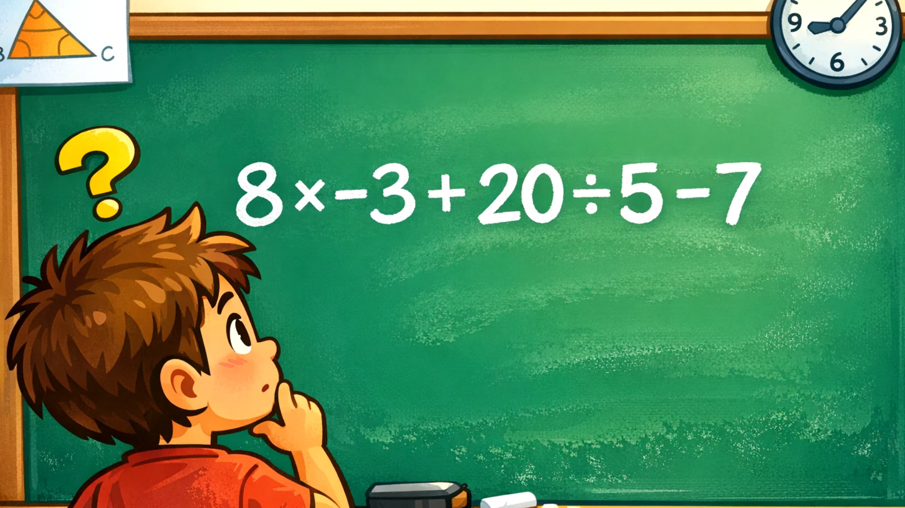 Quanto fa davvero 8 × -3 + 20 ÷ 5 - 7? Il 90% delle persone sbaglia, solo le menti brillanti rispondono subito"