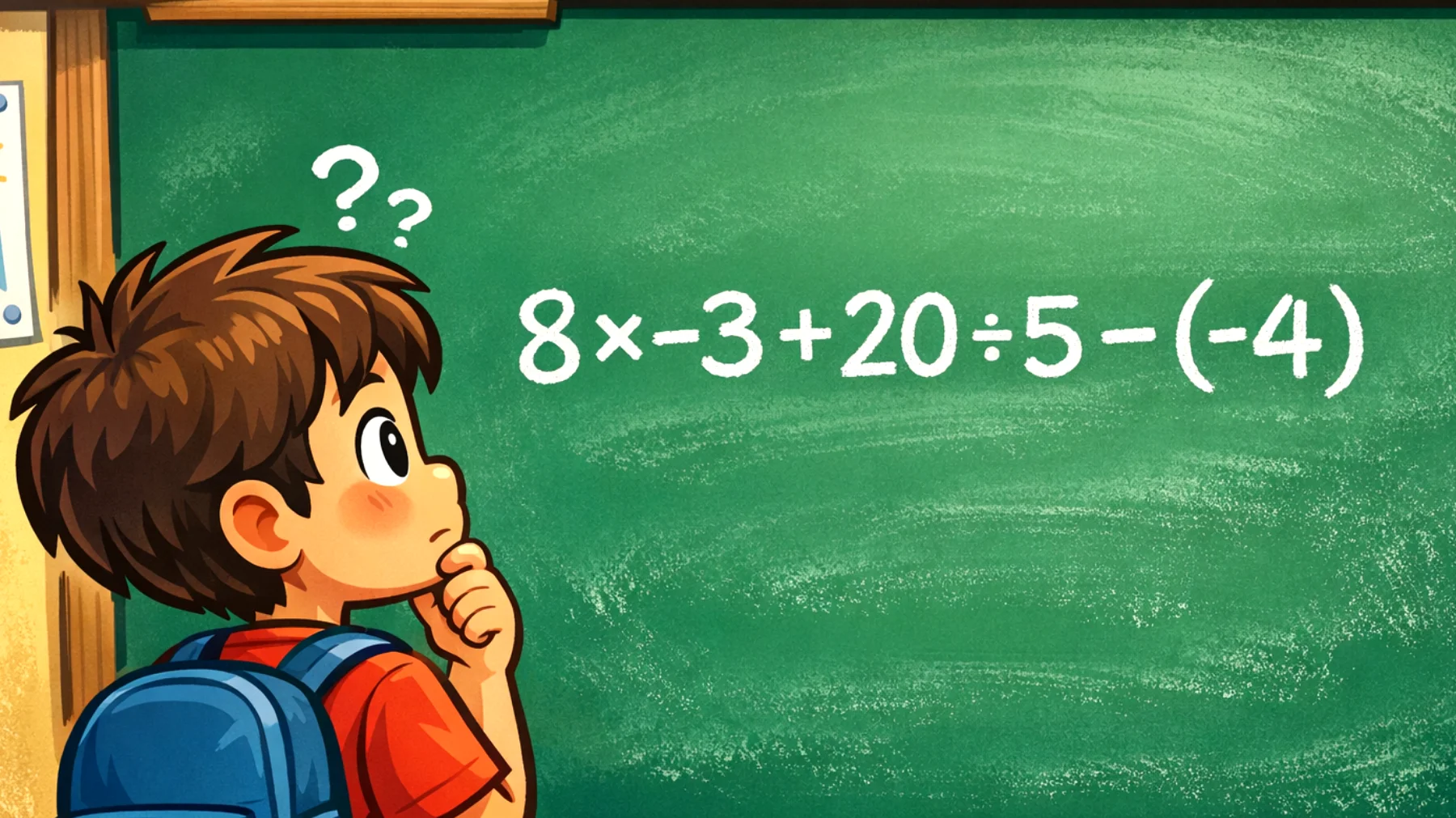 Solo i veri geni risolvono questo calcolo al primo tentativo: il 90% sbaglia, tu quanto fai 8 × -3 + 20 ÷ 5 - (-4)?"